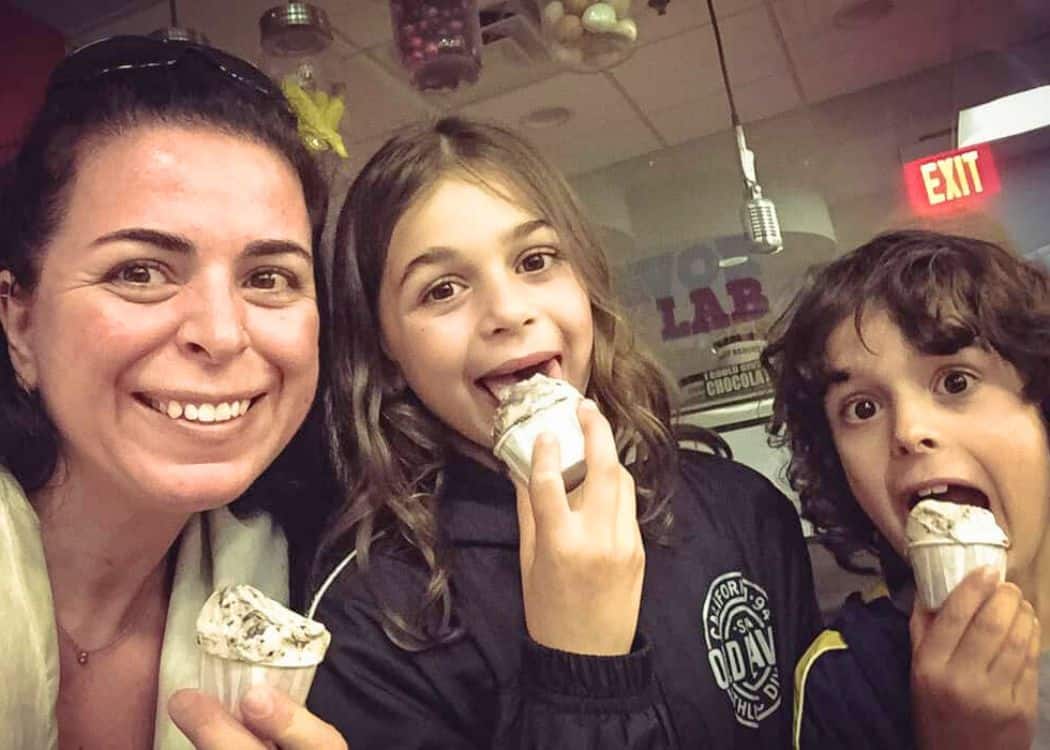 Ben and Jerrys Factory - Me and the Kids enjoying our samples during the Factory Tour