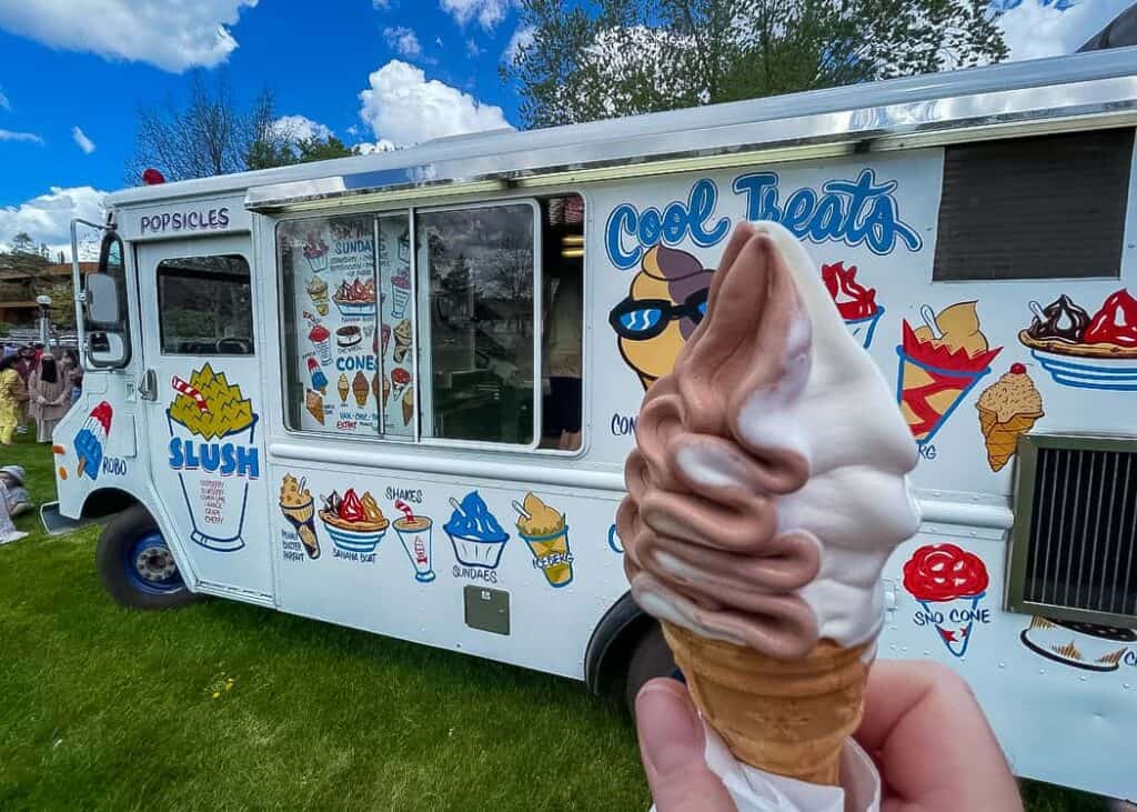 Ice-cream-truck with swirled cone