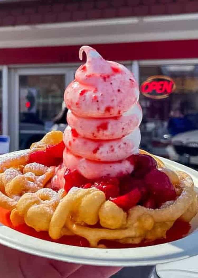 Soft Serve on a Funnel Cake