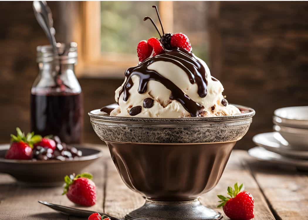 Ice Cream Sundae with Chocolate Syrup